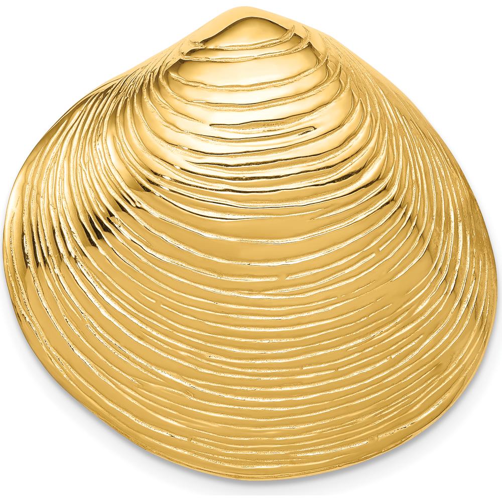 14K Yellow Gold Large Clam Shell Omega Slide Pendant with Textured Design by Oro Pregiato