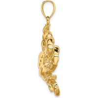 14K Yellow Gold Large Crab Pendant Charm with Polished Finish by Oro Pregiato