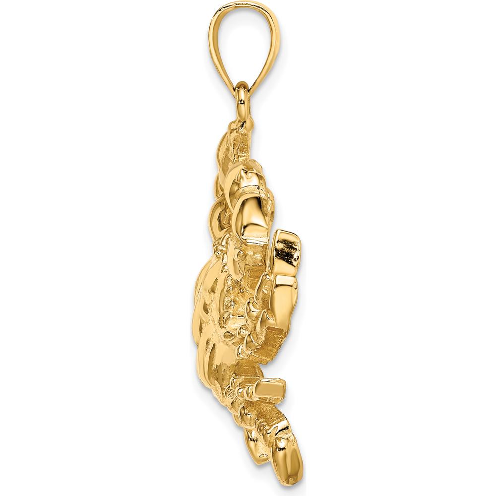 14K Yellow Gold Large Crab Pendant Charm with Polished Finish by Oro Pregiato