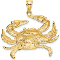 14K Yellow Gold Large Crab Pendant Charm with Polished Finish by Oro Pregiato