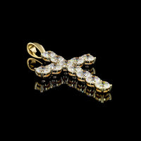 14K Yellow Gold Large Cross Pendant with Prong-Set Round Brilliant Cut Lab Diamonds - 13.86 Carat Total Weight - Covaloro Fine Jewelry