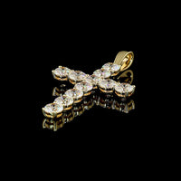 14K Yellow Gold Large Cross Pendant with Prong-Set Round Brilliant Cut Lab Diamonds - 13.86 Carat Total Weight - Covaloro Fine Jewelry