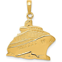 14K Yellow Gold Large Cruise Ship Themed Pendant - 27mm Length, 21mm Width by Oro Pregiato
