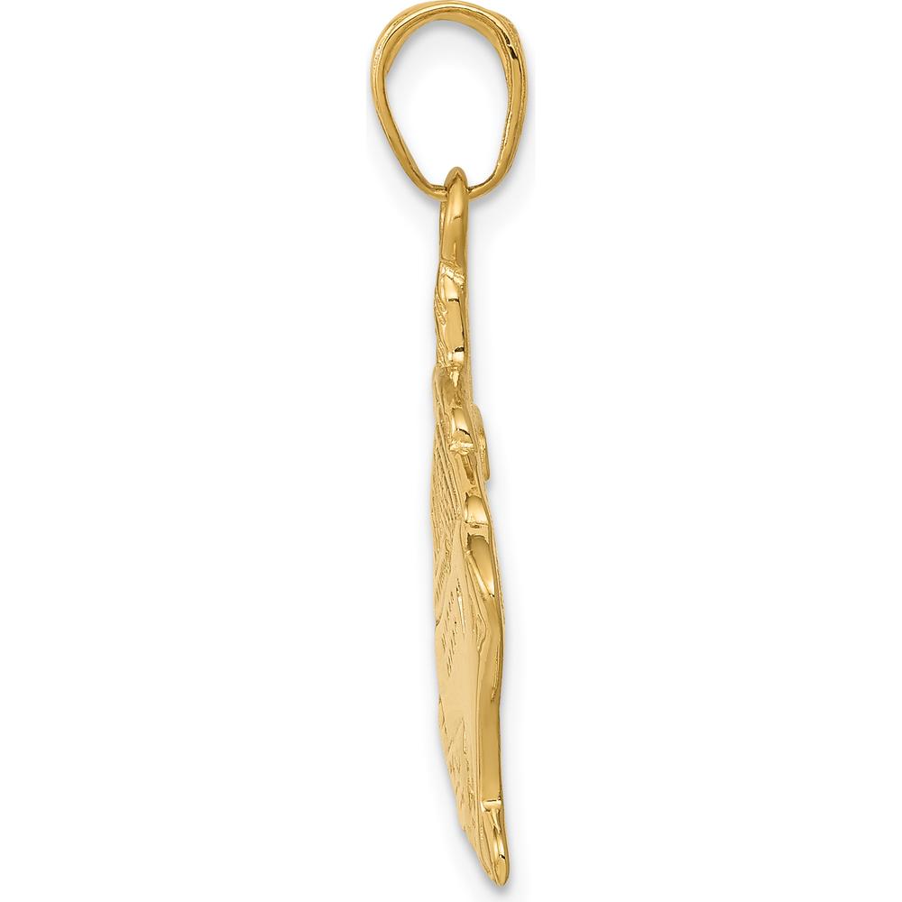 14K Yellow Gold Large Cruise Ship Themed Pendant - 27mm Length, 21mm Width by Oro Pregiato