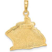 14K Yellow Gold Large Cruise Ship Themed Pendant - 27mm Length, 21mm Width by Oro Pregiato