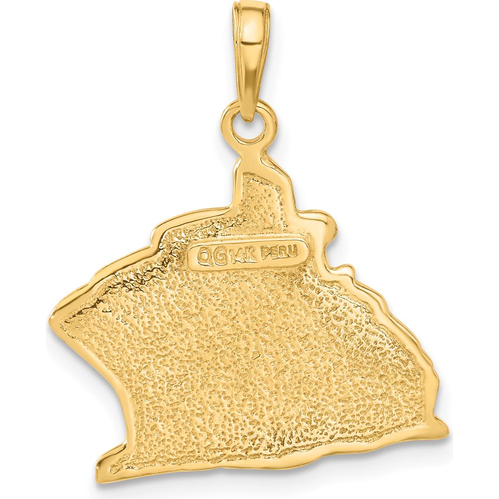 14K Yellow Gold Large Cruise Ship Themed Pendant - 27mm Length, 21mm Width by Oro Pregiato