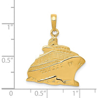 14K Yellow Gold Large Cruise Ship Themed Pendant - 27mm Length, 21mm Width by Oro Pregiato
