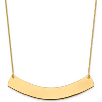 14K Yellow Gold Large Curved Bar Necklace - Personalized Pendant with Polished Finish by Oro Pregiato