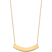 14K Yellow Gold Large Curved Bar Necklace - Personalized Pendant with Polished Finish by Oro Pregiato