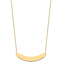 14K Yellow Gold Large Curved Blank Bar Necklace - Personalized Engravable Pendant by Oro Pregiato