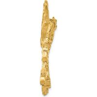 14K Yellow Gold Large Cut-out Eagle Wings Charm Pendant - Textured Design by Oro Pregiato