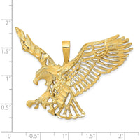 14K Yellow Gold Large Cut-out Eagle Wings Charm Pendant - Textured Design by Oro Pregiato