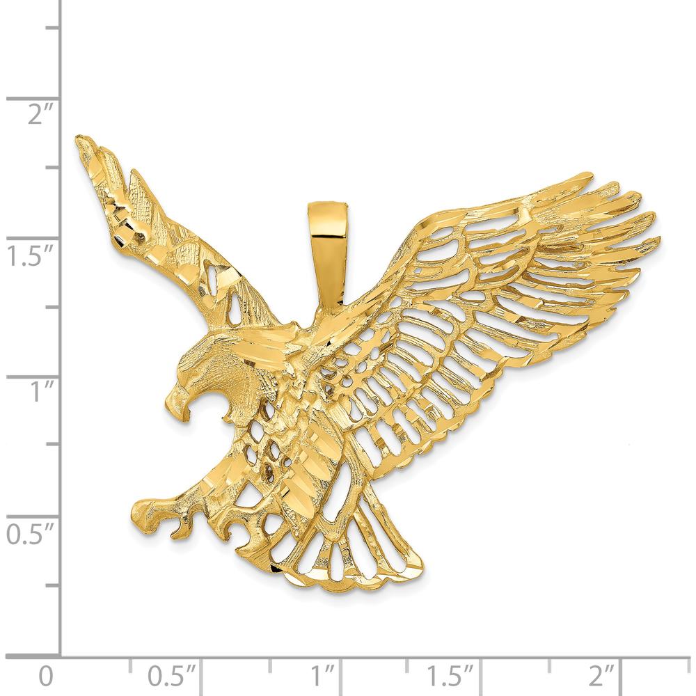 14K Yellow Gold Large Cut-out Eagle Wings Charm Pendant - Textured Design by Oro Pregiato
