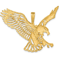 14K Yellow Gold Large Cut-out Eagle Wings Charm Pendant - Textured Design by Oro Pregiato