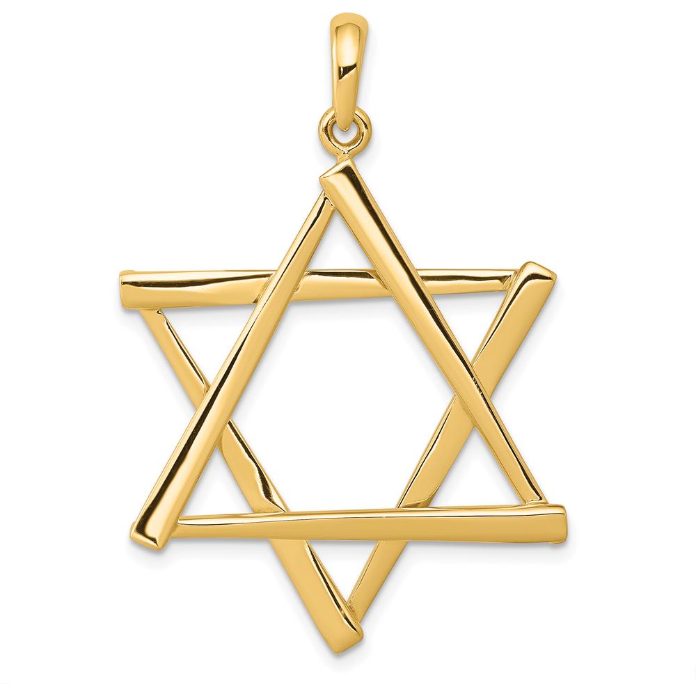 14K Yellow Gold Large Cut-out Star of David Pendant - 46mm Length, 30mm Width by Oro Pregiato