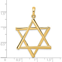 14K Yellow Gold Large Cut-out Star of David Pendant - 46mm Length, 30mm Width by Oro Pregiato