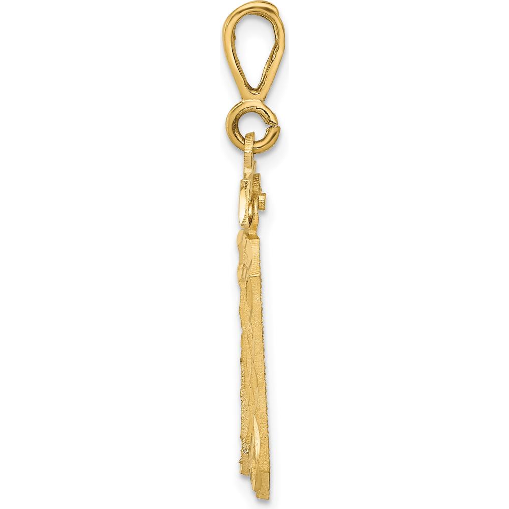 14K Yellow Gold Large Diamond-Cut "30" Charm with Brushed Finish by Oro Pregiato