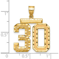 14K Yellow Gold Large Diamond-Cut "30" Charm with Brushed Finish by Oro Pregiato