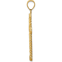14K Yellow Gold Large Diamond-Cut Cross Pendant - 43.5mm Length by Oro Pregiato
