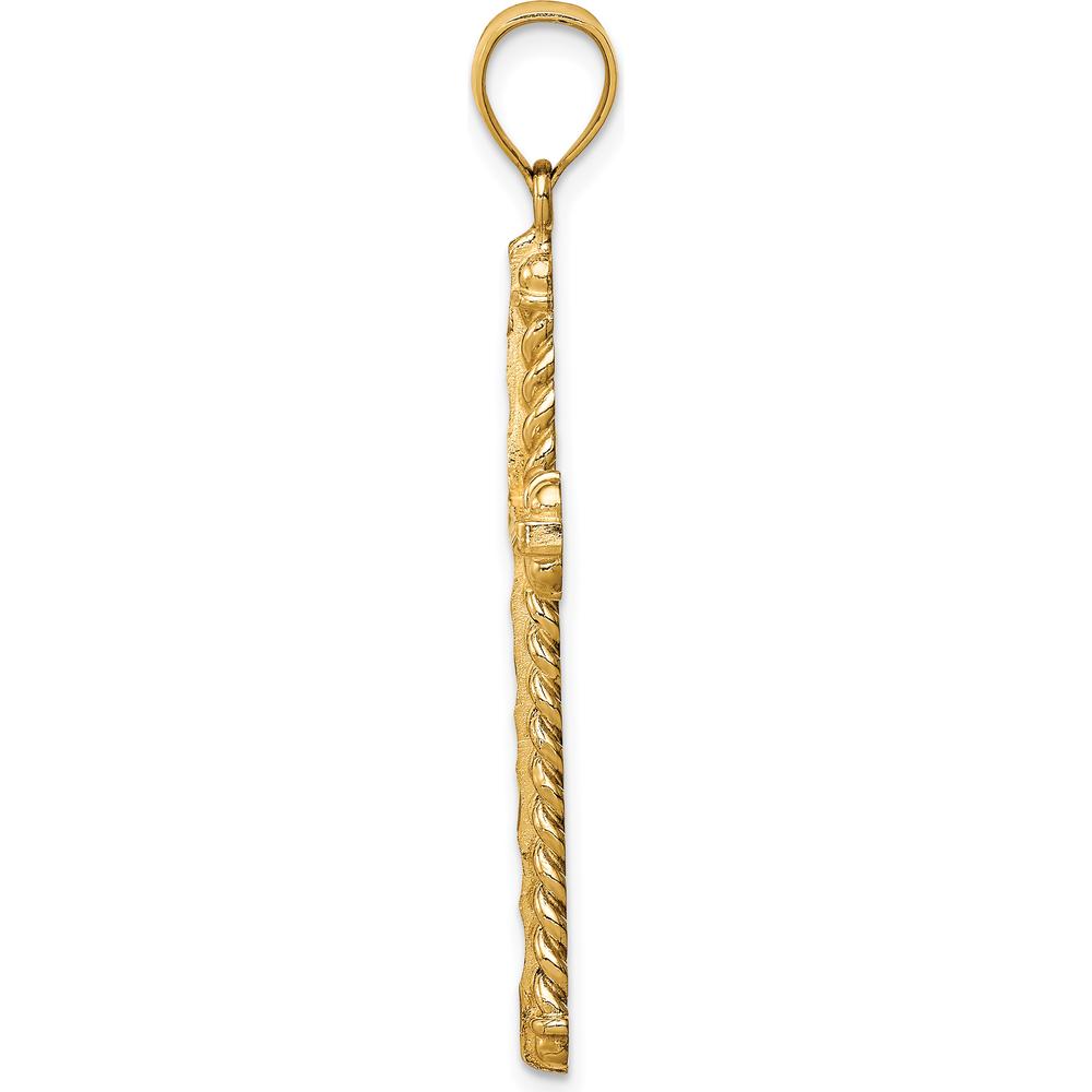 14K Yellow Gold Large Diamond-Cut Cross Pendant - 43.5mm Length by Oro Pregiato