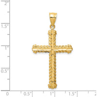 14K Yellow Gold Large Diamond-Cut Cross Pendant - 43.5mm Length by Oro Pregiato