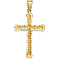 14K Yellow Gold Large Diamond-Cut Cross Pendant - 43.5mm Length by Oro Pregiato