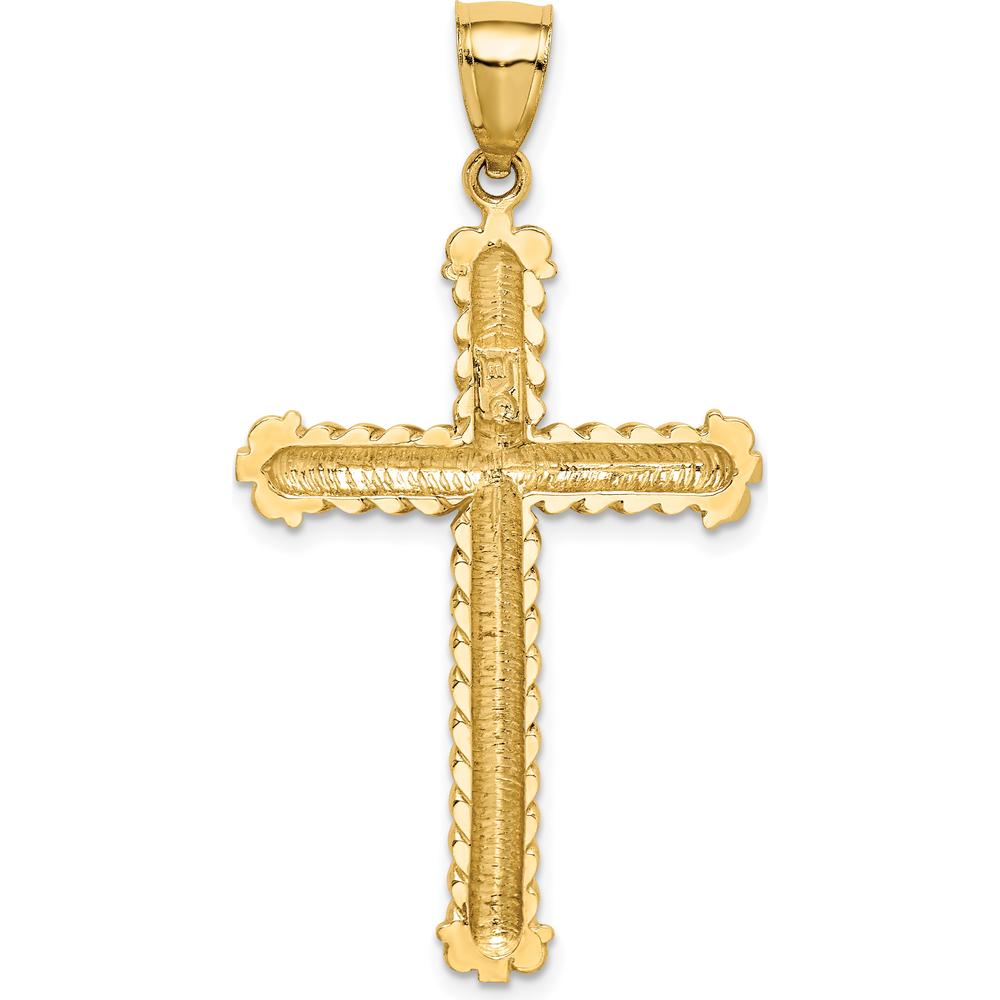 14K Yellow Gold Large Diamond-Cut Cross Pendant - 43.5mm Length by Oro Pregiato