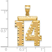 14K Yellow Gold Large Diamond-Cut Number 14 Charm - Brushed Finish by Oro Pregiato