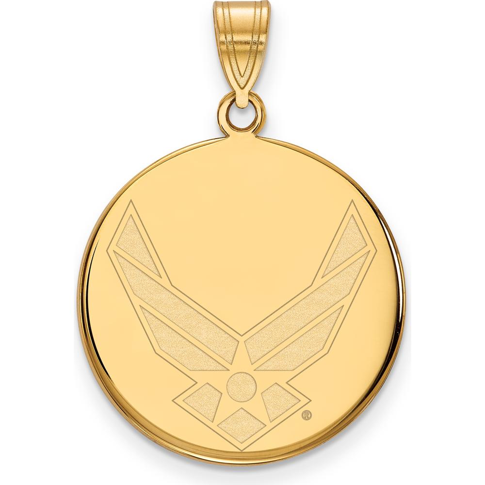 14K Yellow Gold Large Disc Pendant with U.S. Air Force Insignia