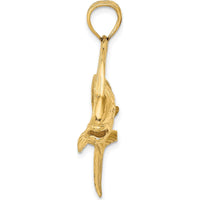 14K Yellow Gold Large Dorado (Mahi-Mahi) Pendant with Polished and Textured Finish by Oro Pregiato
