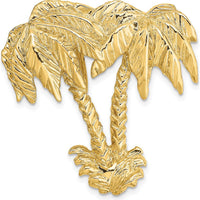 14K Yellow Gold Large Double Palm Tree Omega Slide Pendant - 36.4mm by Oro Pregiato