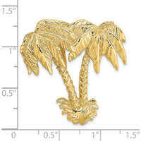 14K Yellow Gold Large Double Palm Tree Omega Slide Pendant - 36.4mm by Oro Pregiato
