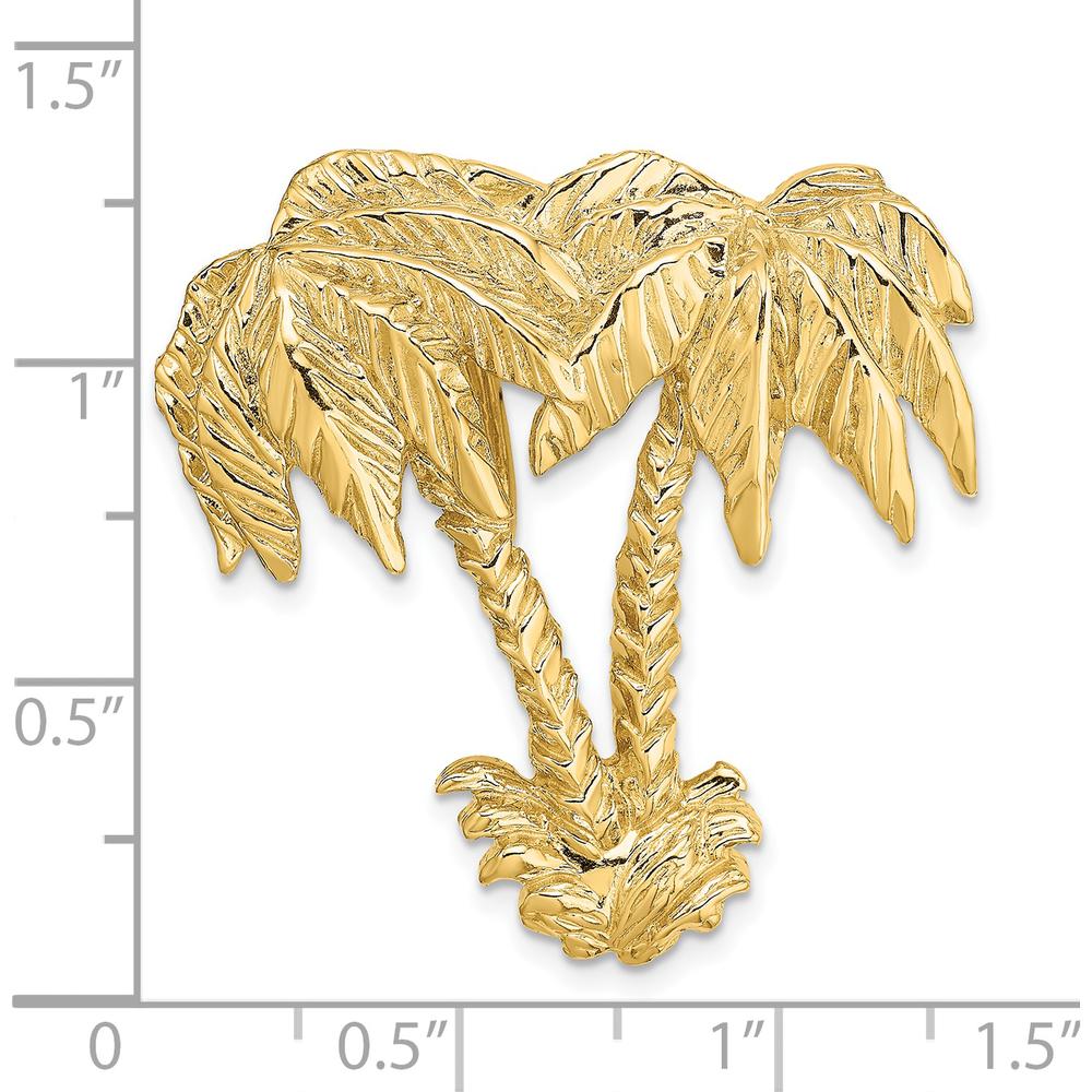 14K Yellow Gold Large Double Palm Tree Omega Slide Pendant - 36.4mm by Oro Pregiato