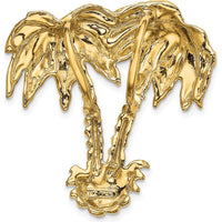 14K Yellow Gold Large Double Palm Tree Omega Slide Pendant - 36.4mm by Oro Pregiato