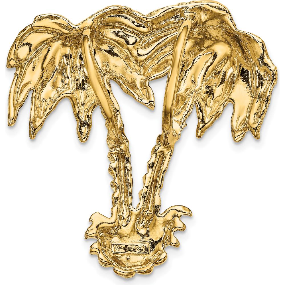 14K Yellow Gold Large Double Palm Tree Omega Slide Pendant - 36.4mm by Oro Pregiato