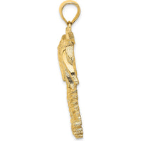 14K Yellow Gold Large Double Palm Tree Pendant with Textured Leaf Detailing by Oro Pregiato