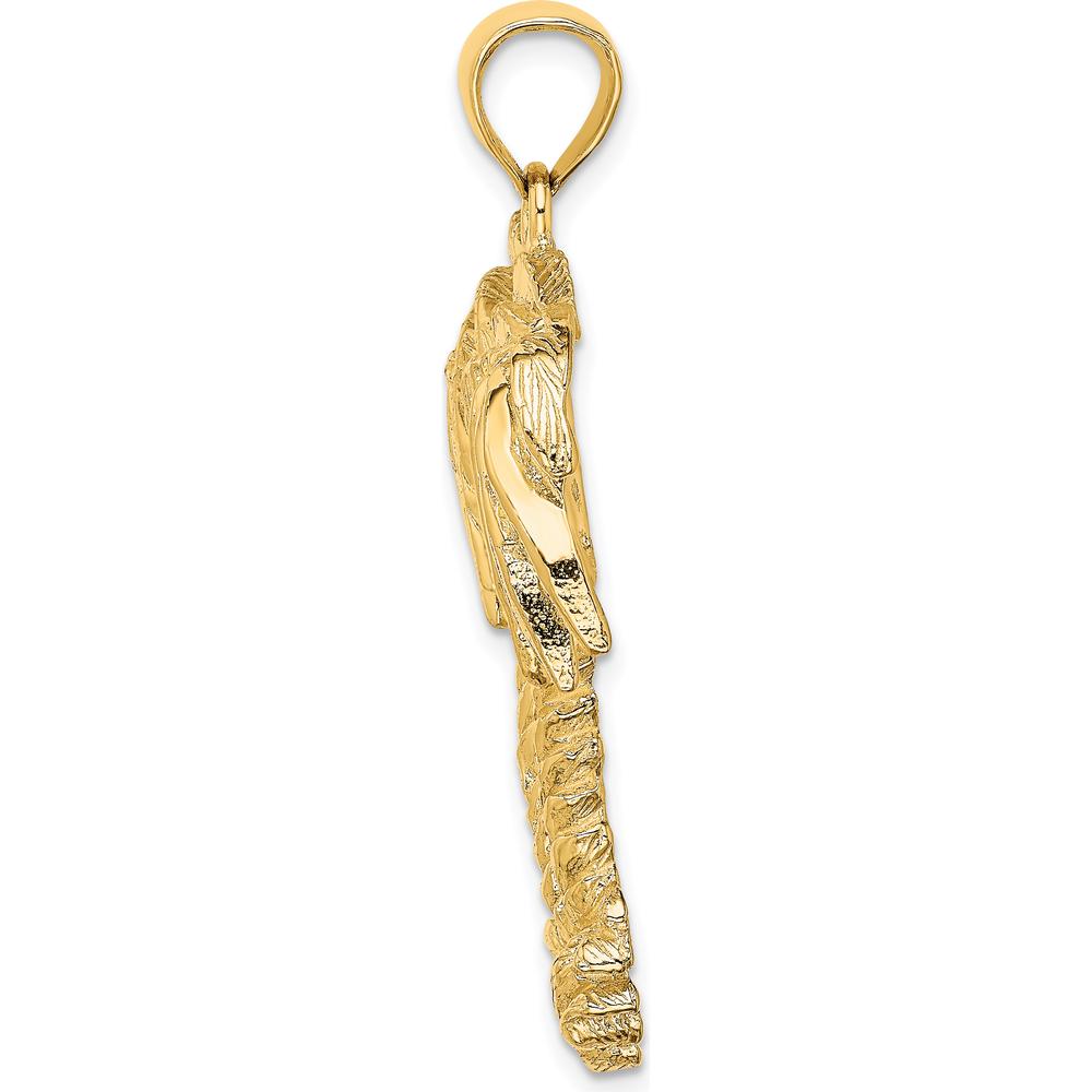 14K Yellow Gold Large Double Palm Tree Pendant with Textured Leaf Detailing by Oro Pregiato