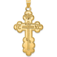 14K Yellow Gold Large Eastern Orthodox Cross Pendant - Textured Finish by Oro Pregiato