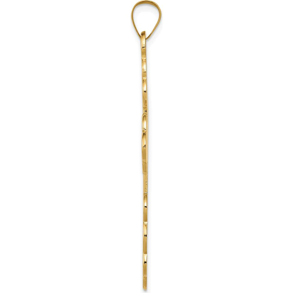 14K Yellow Gold Large Eastern Orthodox Cross Pendant - Textured Finish by Oro Pregiato