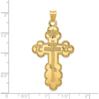 14K Yellow Gold Large Eastern Orthodox Cross Pendant - Textured Finish by Oro Pregiato