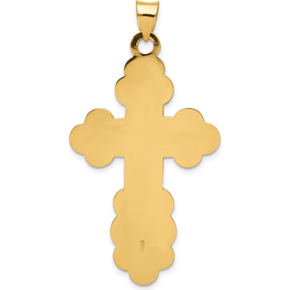 14K Yellow Gold Large Eastern Orthodox Cross Pendant - Textured Finish by Oro Pregiato