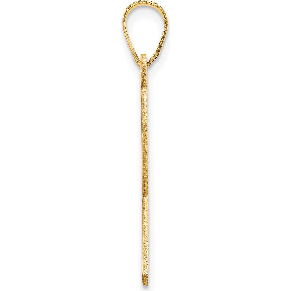 14K Yellow Gold Large Enamel Pink Awareness Ribbon Pendant - 29mm Length by Oro Pregiato