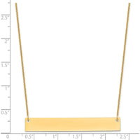 14K Yellow Gold Large Engravable Bar Necklace with Satin Finish - 18" Cable Chain by Oro Pregiato