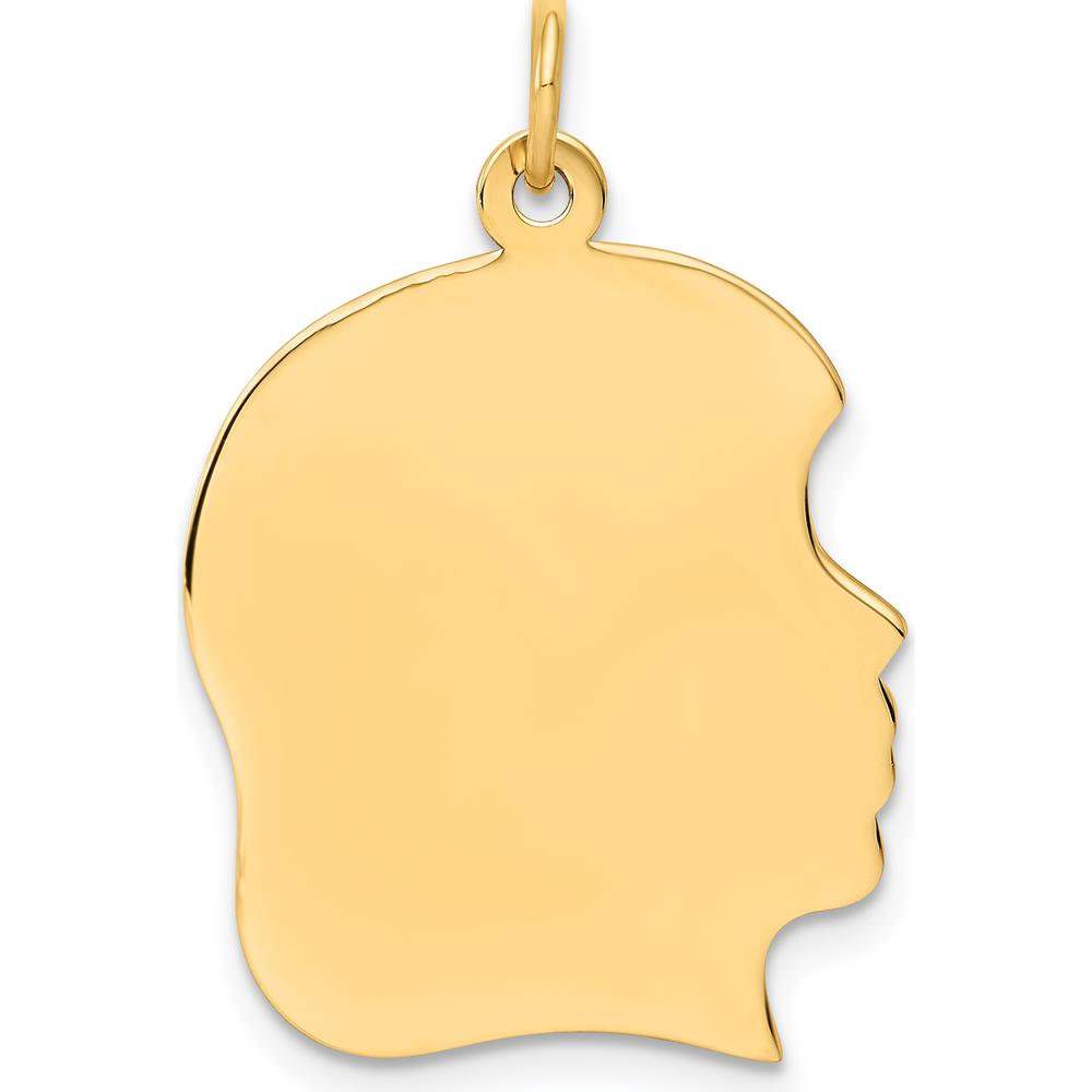14K Yellow Gold Large Engravable Girl Head Charm - 30mm Length by Oro Pregiato