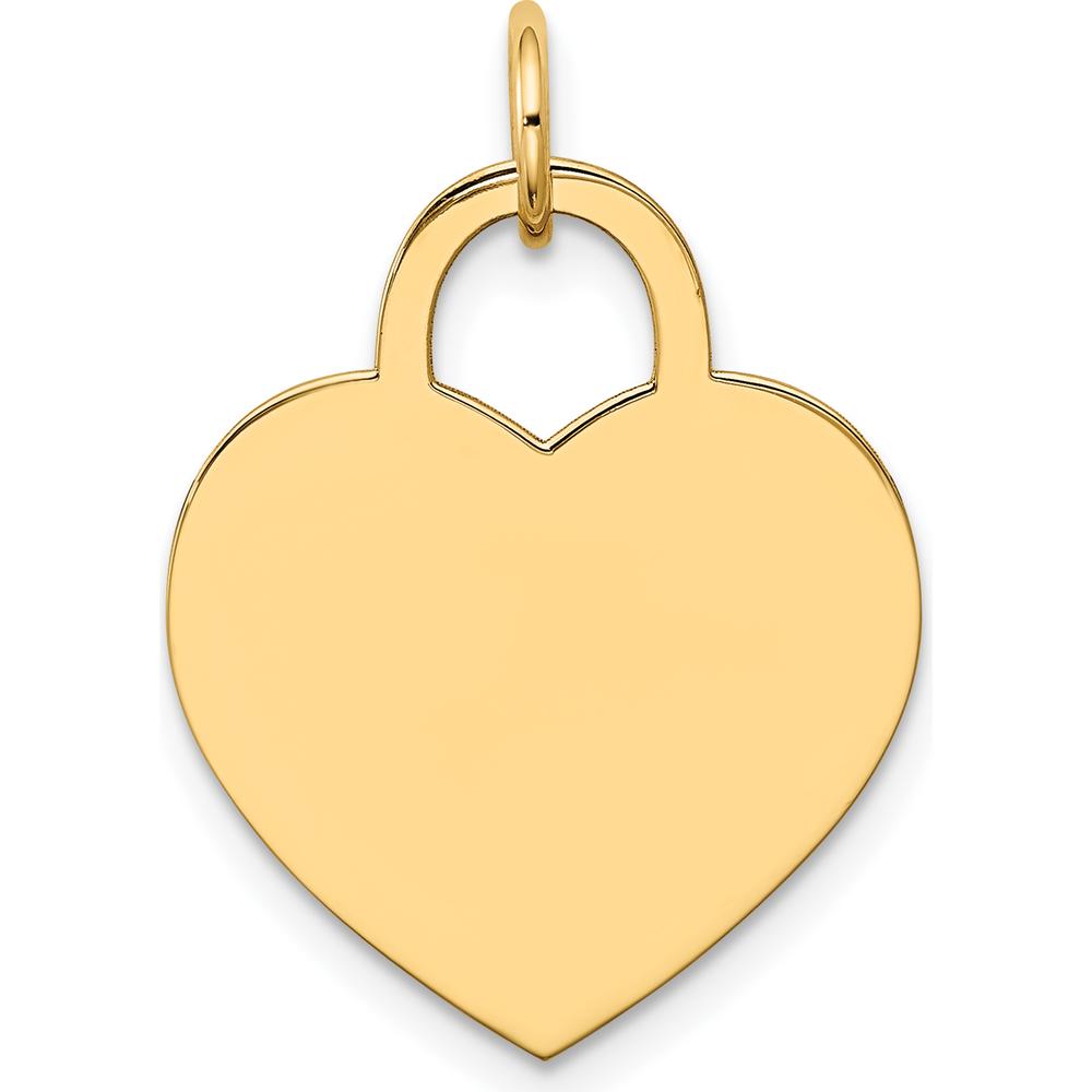 14K Yellow Gold Large Engravable Heart Charm Pendant - Customizable for Personal Engraving by Oro Pregiato