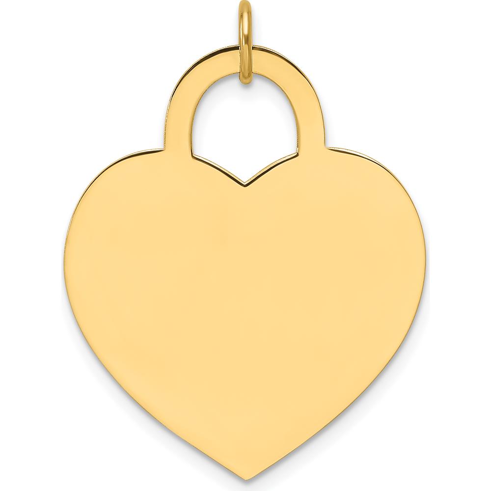 14K Yellow Gold Large Engravable Heart Charm - Personalized Pendant for Custom Engraving by Oro Pregiato