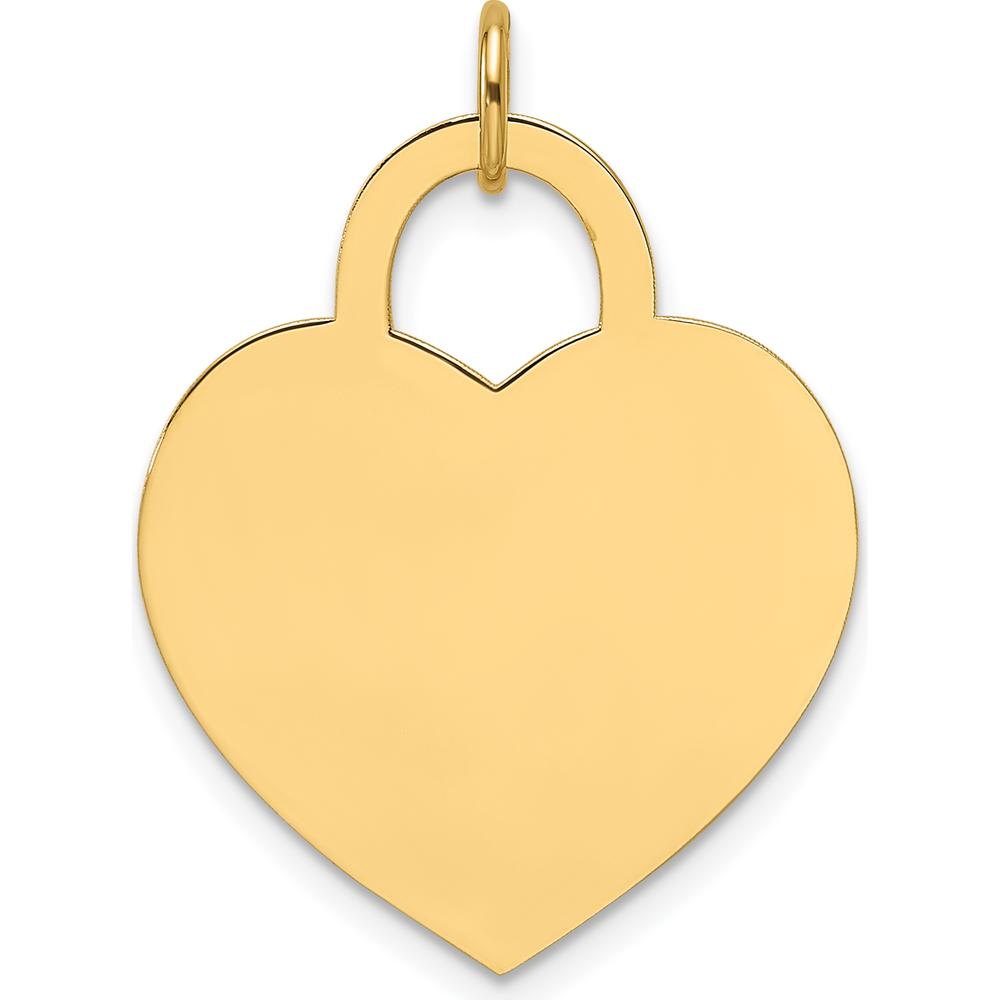 14K Yellow Gold Large Engravable Heart Pendant Charm by Oro Pregiato