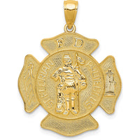 14K Yellow Gold Large FD St. Florian Badge Pendant - Protective Firefighter Charm by Oro Pregiato