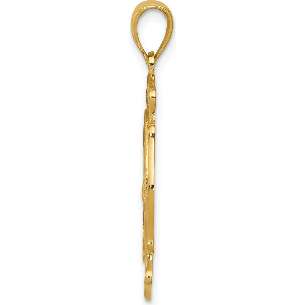 14K Yellow Gold Large FD St. Florian Badge Pendant - Protective Firefighter Charm by Oro Pregiato