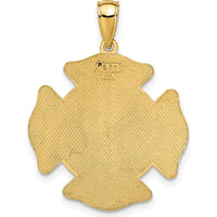 14K Yellow Gold Large FD St. Florian Badge Pendant - Protective Firefighter Charm by Oro Pregiato